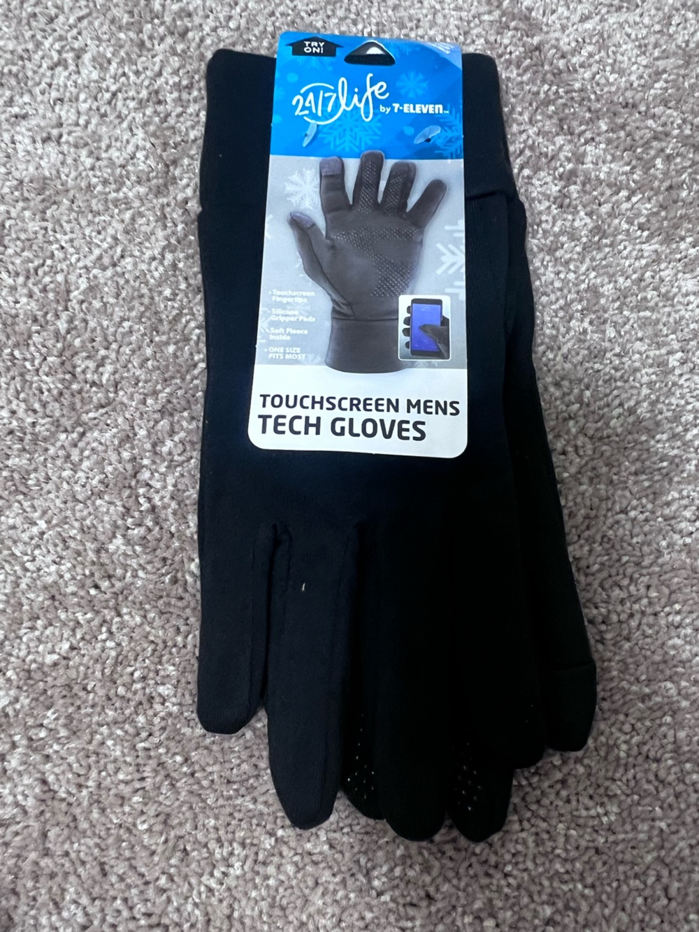 New 24/7 life by 7-eleven men's touchscreen tech gloves black